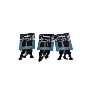 3x Goody Ponytail Bows Ties Ribbon Elastics Ouchless‎ Black Silver Sparkle - 9ct